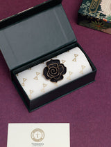 Matte Black Beaded Rose Brooch - TOSSIDO