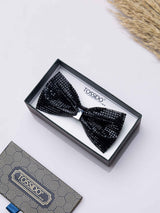 Matte Black Mosaic Bowtie Brooch - TOSSIDO