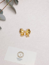 Matte Gold Pearl Bow Brooch - TOSSIDO