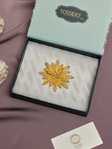 Matte Gold Wheat Starburst Brooch - TOSSIDO