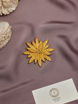 Matte Gold Wheat Starburst Brooch - TOSSIDO