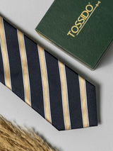 Midnight Black & Gold Stripe Necktie - TOSSIDO