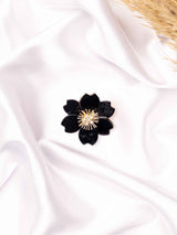 Midnight Bloom Black Floral Brooch - TOSSIDO
