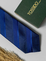 Midnight Blue Striped Necktie - TOSSIDO