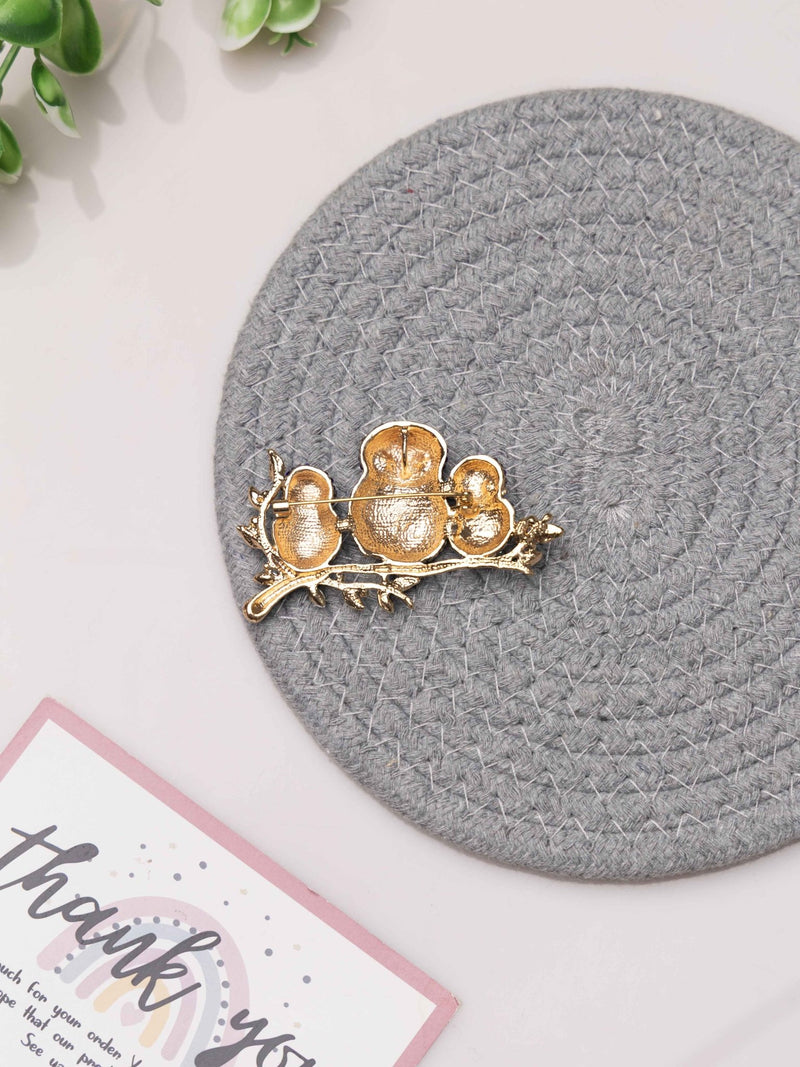 Midnight Glow Owl Trio Brooch - TOSSIDO
