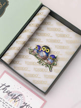Midnight Glow Owl Trio Brooch - TOSSIDO