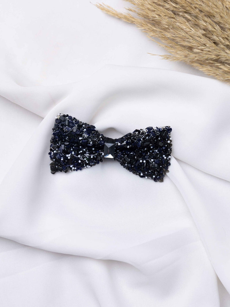 Midnight Onyx Beaded Bowtie - TOSSIDO