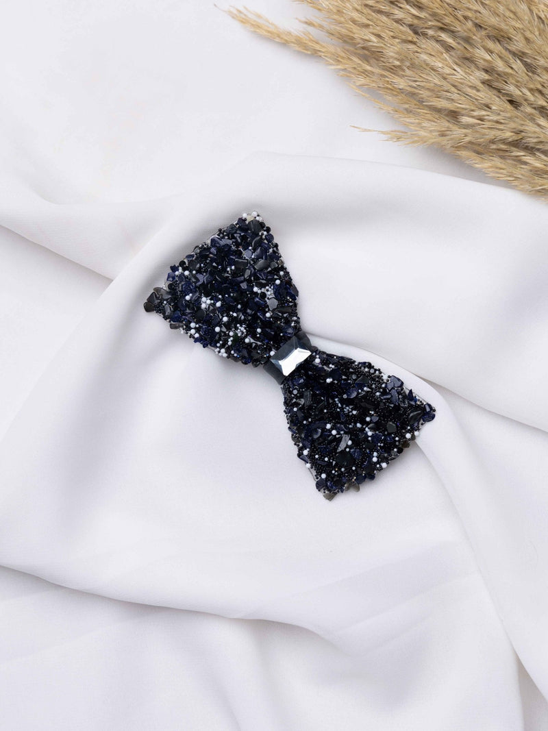 Midnight Onyx Beaded Bowtie - TOSSIDO