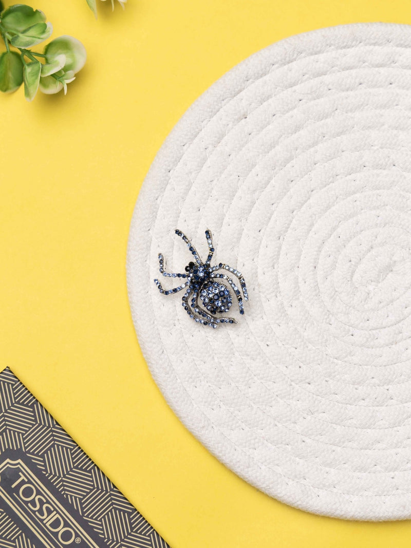 Midnight Web Sparkling Spider Brooch - TOSSIDO