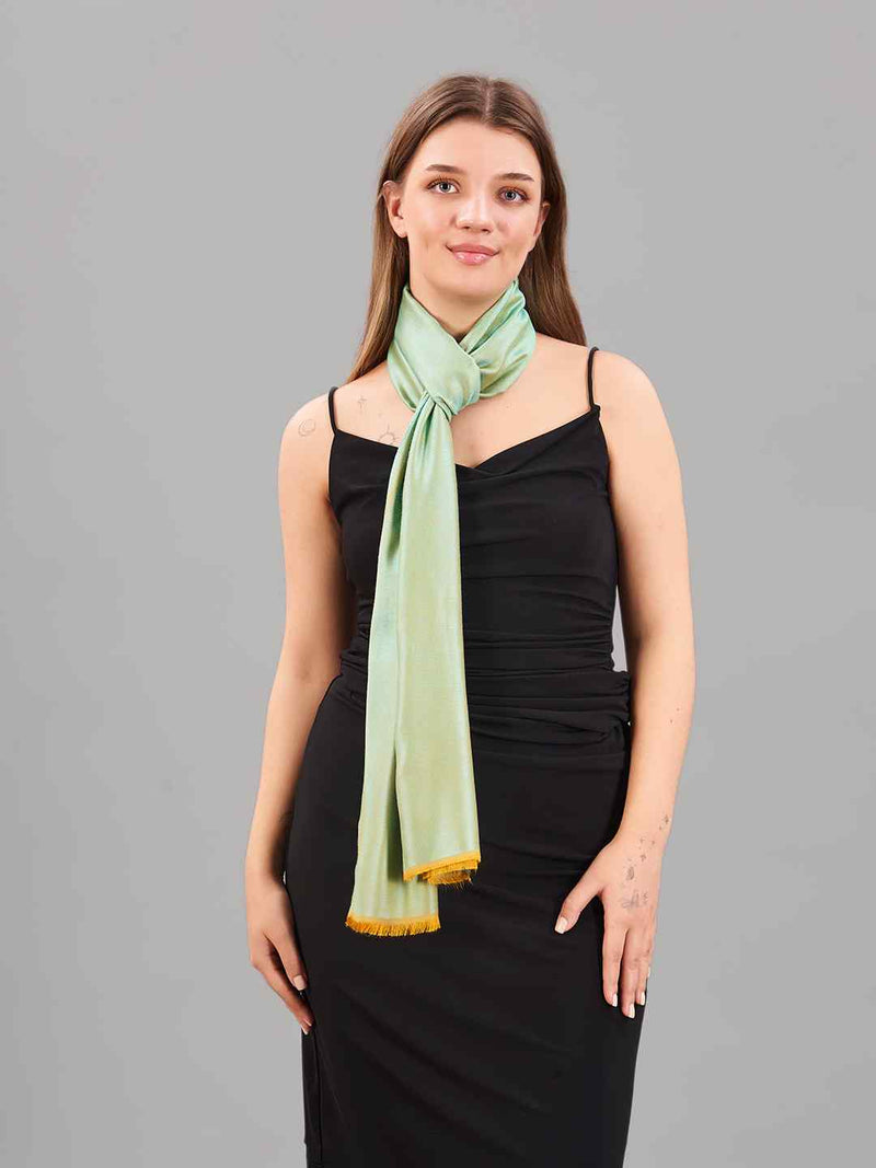 Mint and Mustard Reversible Kashmiri Stole - TOSSIDO