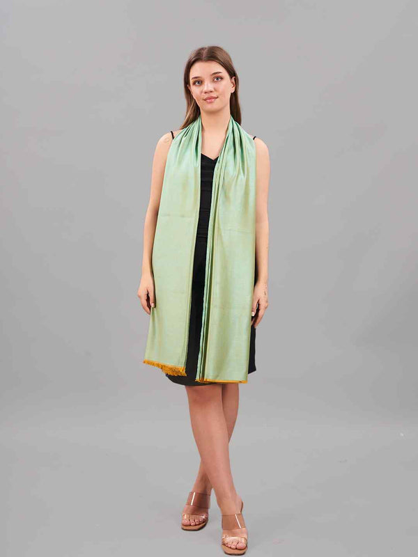 Mint and Mustard Reversible Kashmiri Stole - TOSSIDO