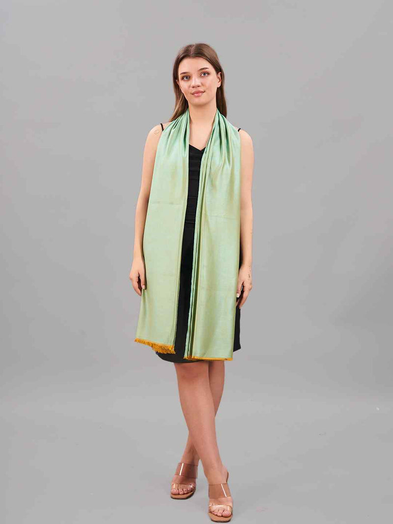 Mint and Mustard Reversible Kashmiri Stole - TOSSIDO