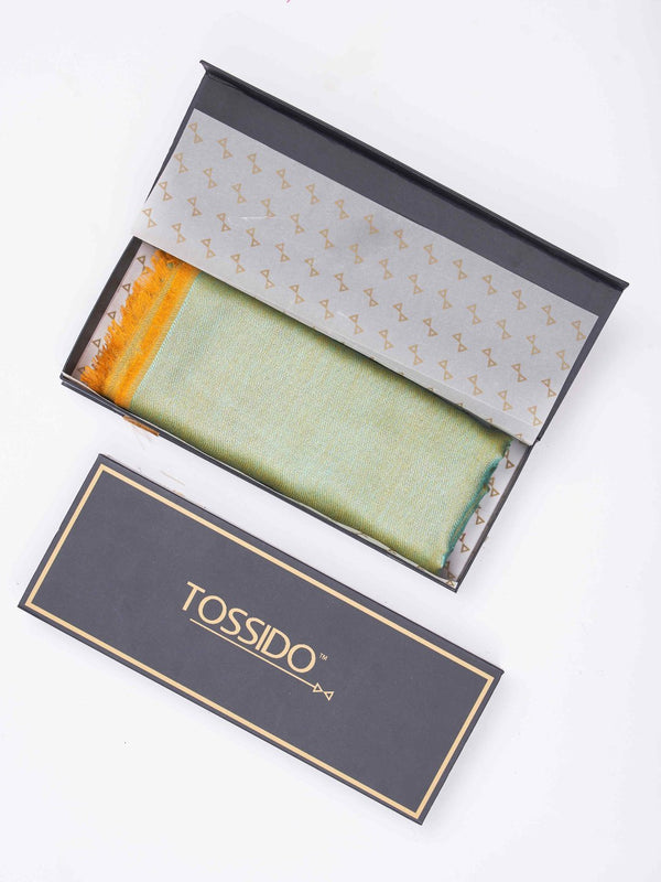 Mint and Mustard Reversible Kashmiri Stole - TOSSIDO