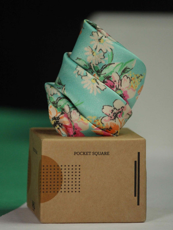 Mint Green Floral Pocket Square - TOSSIDO