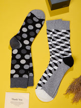 Monochrome Dots & Checks Socks – Pack of 2 - TOSSIDO