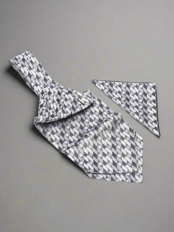 Monochrome Muse - Woven Ascot & Pocket Square - TOSSIDO