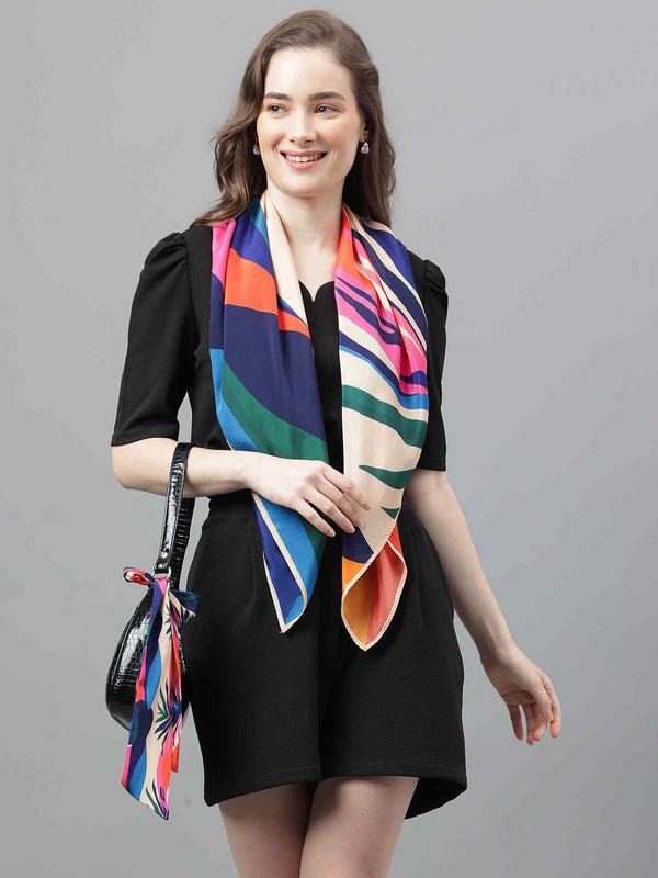 Multicolor Abstract Scarf & Scarf Bag Set - TOSSIDO