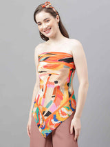 Multicolor Abstract Scarf & Scarf Bag Set - TOSSIDO