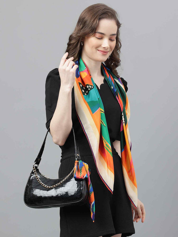 Multicolor Abstract Scarf & Scarf Bag Set - TOSSIDO