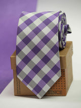 Multicolor check necktie in woven microfiber, flat lay