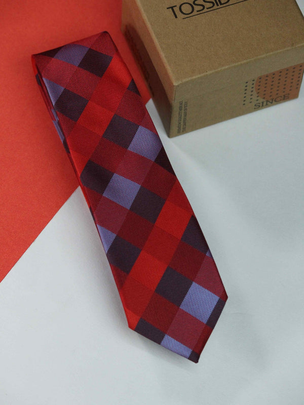 Multicolor Check Skinny Necktie - TOSSIDO