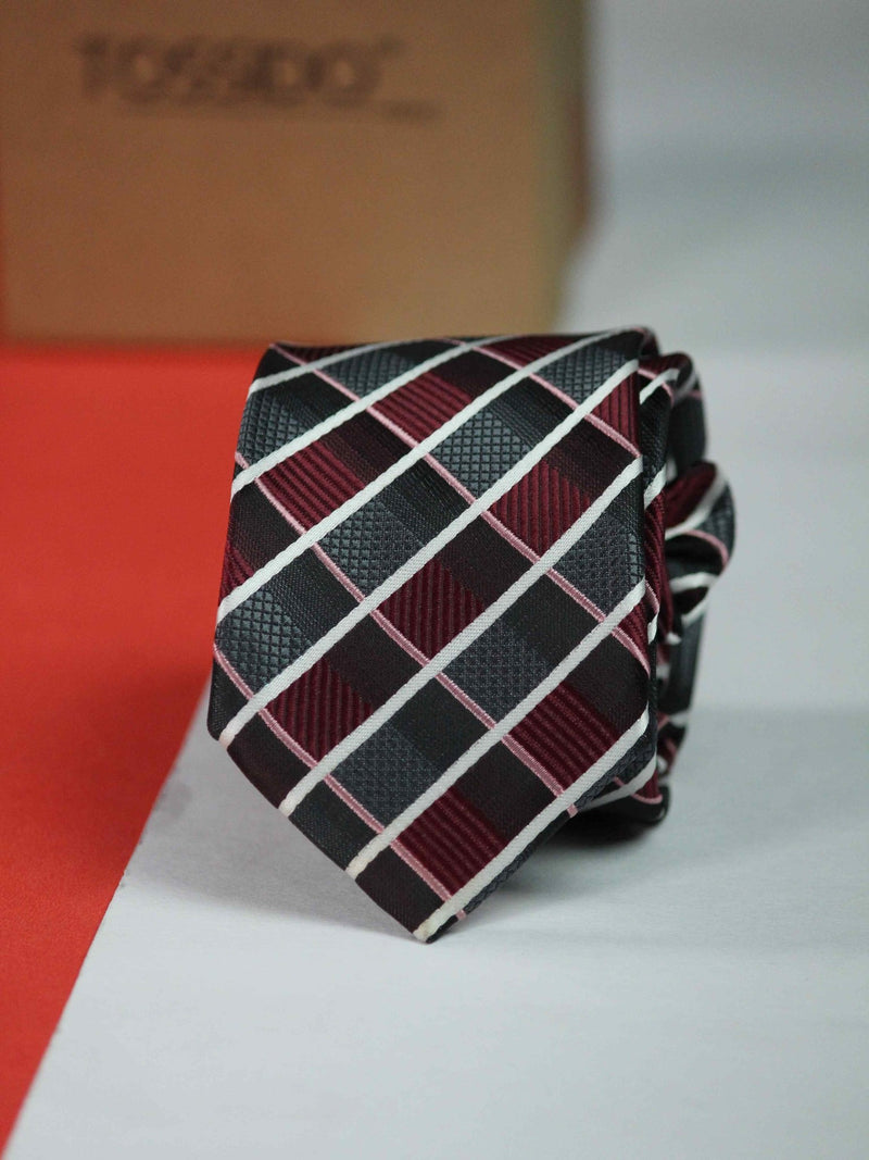 Multicolor Check Skinny Necktie - TOSSIDO