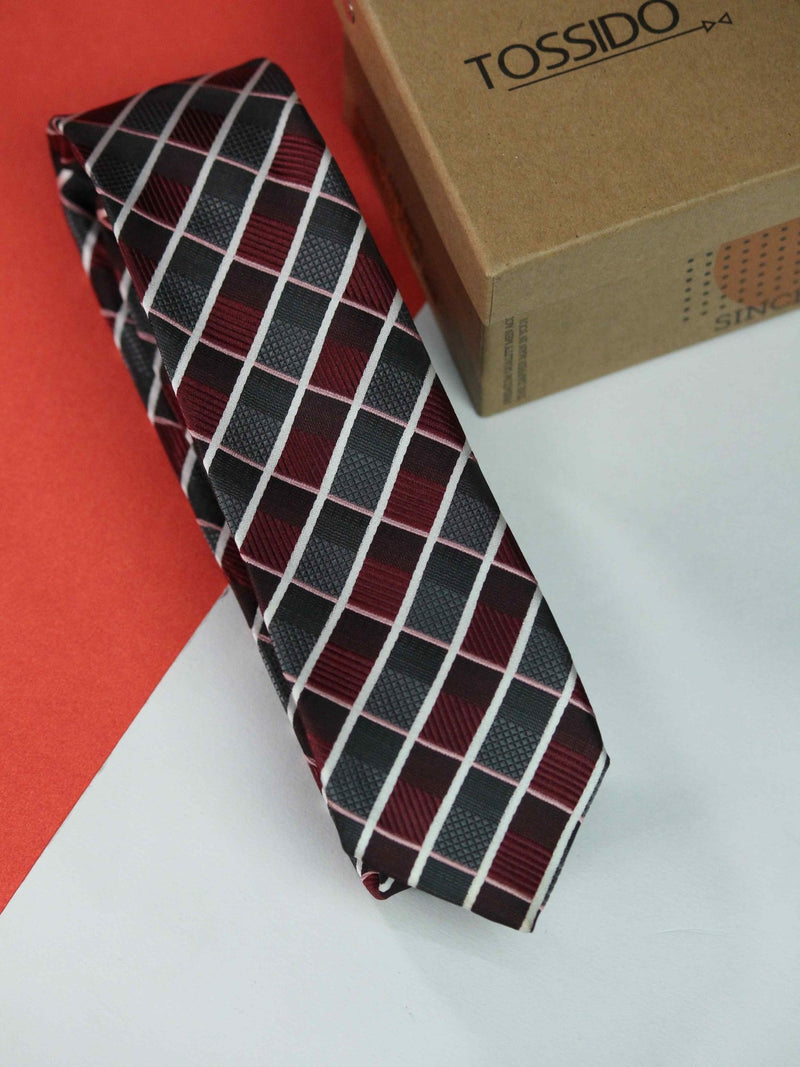 Multicolor Check Skinny Necktie - TOSSIDO