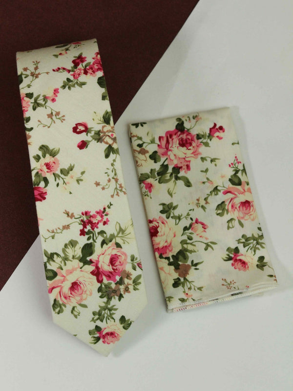 Multicolor Floral Necktie & Pocket Square Giftset - TOSSIDO