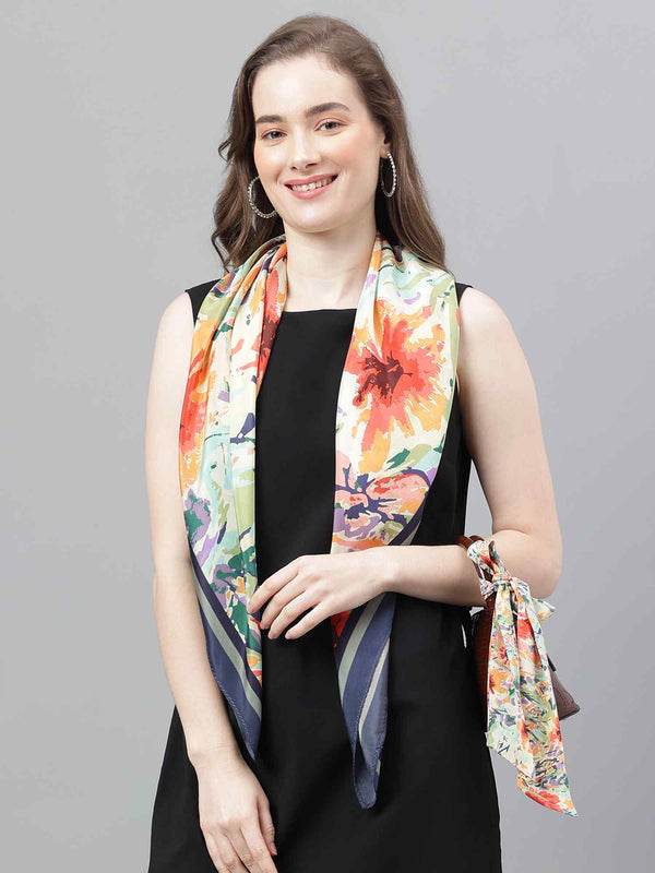 Multicolor Floral Scarf & Scarf Bag Set - TOSSIDO