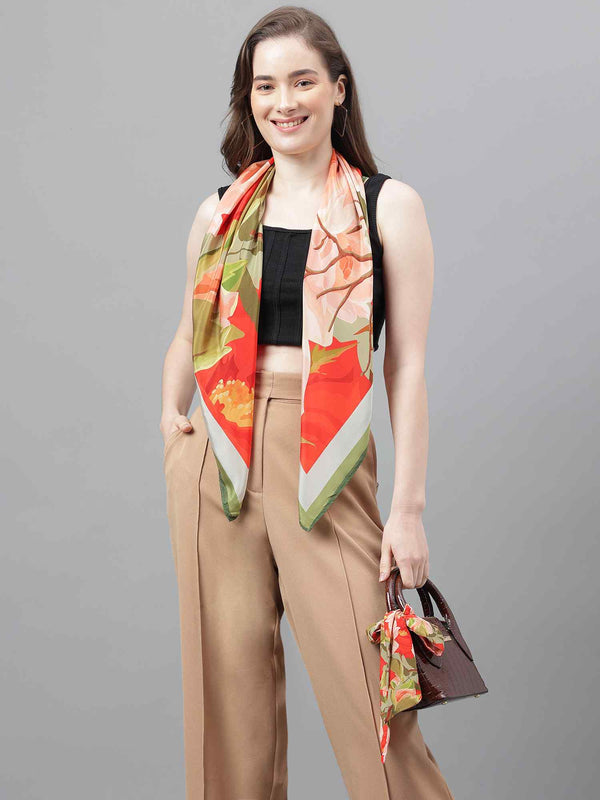 Multicolor Floral Scarf & Scarf Bag Set - TOSSIDO