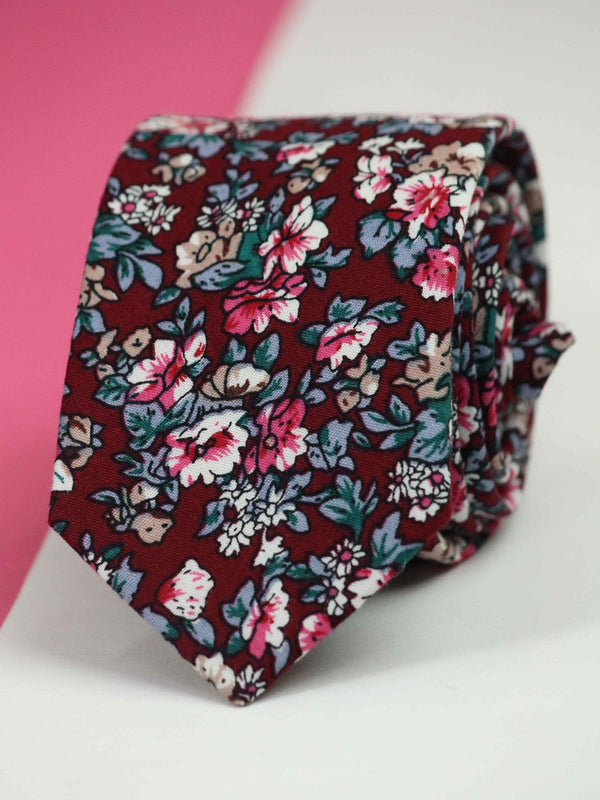 Multicolor Floral Skinny Necktie - TOSSIDO