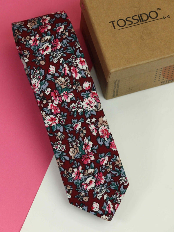 Multicolor Floral Skinny Necktie - TOSSIDO
