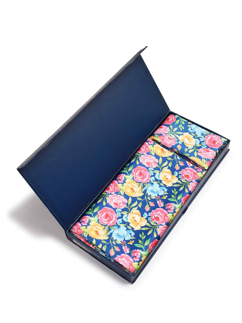 Multicolor Floral Stole & Pocket Square Set - TOSSIDO