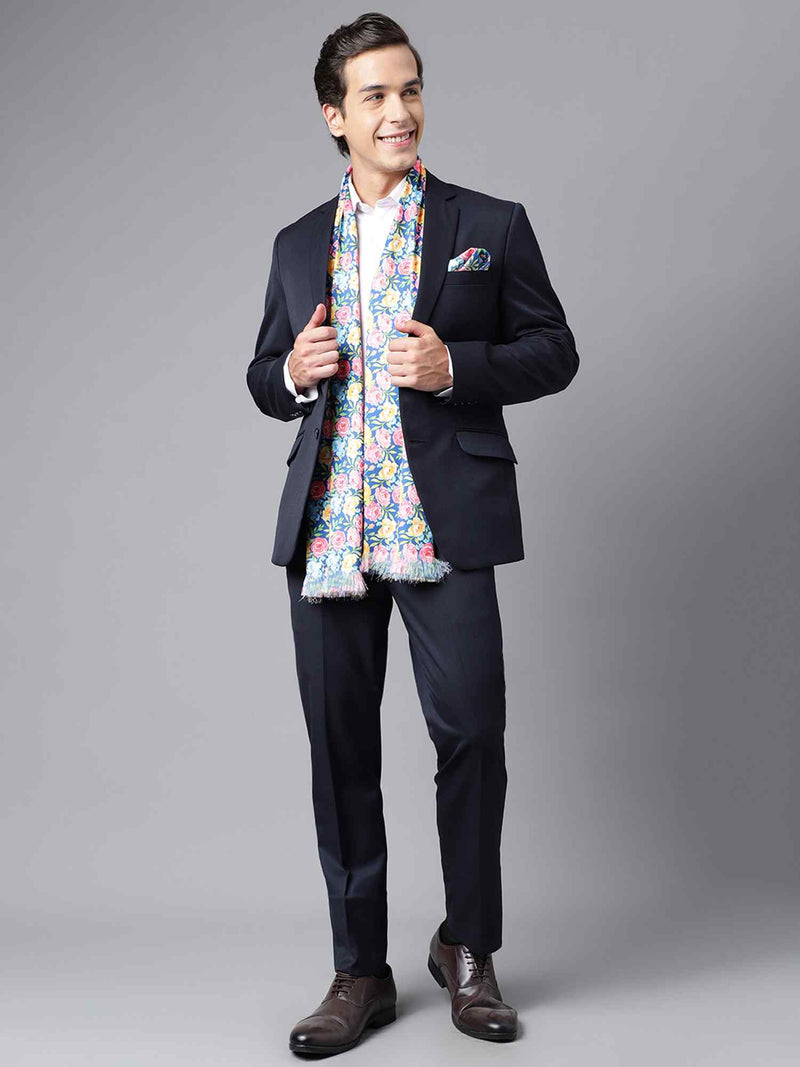 Multicolor Floral Stole & Pocket Square Set - TOSSIDO