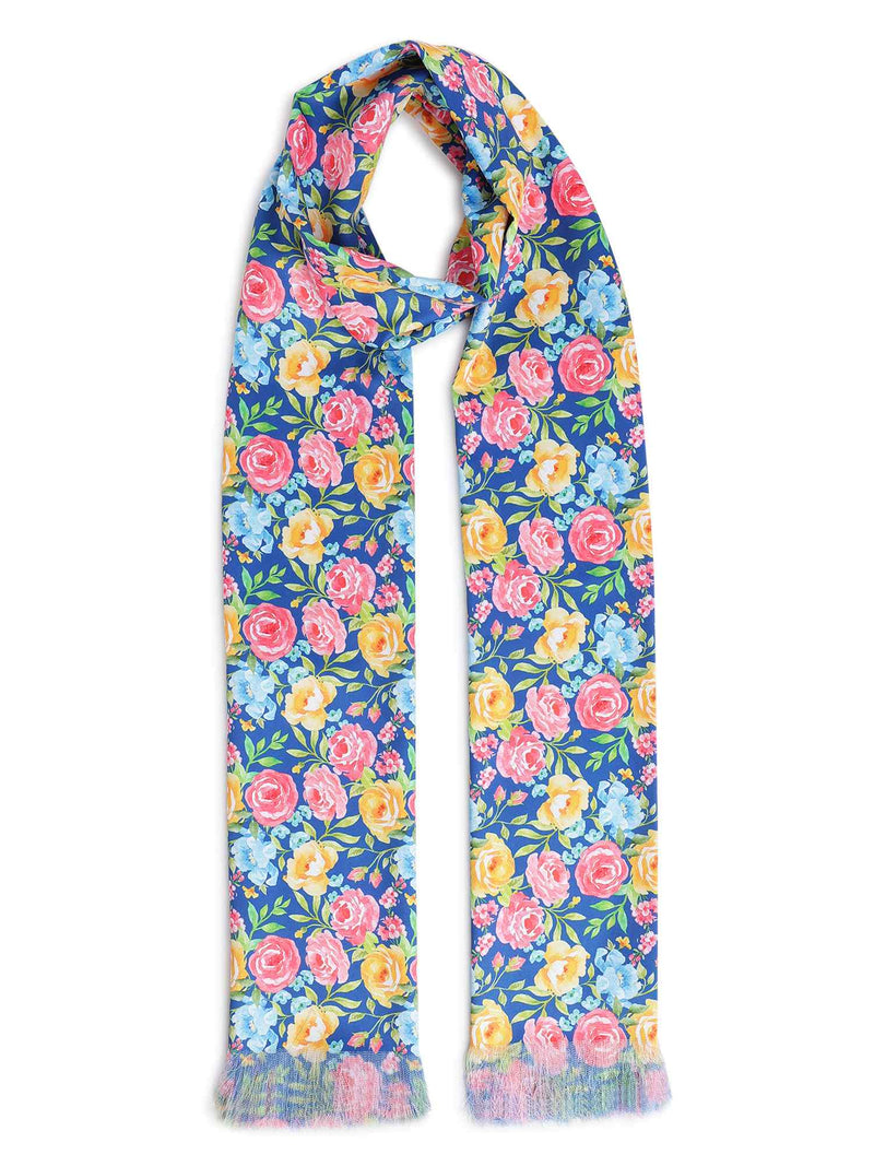 Multicolor Floral Stole & Pocket Square Set - TOSSIDO