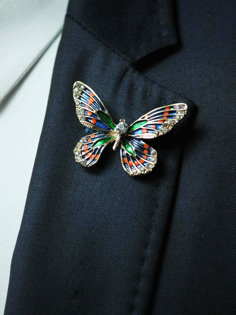 Multicolor Metal Butterfly Brooch - TOSSIDO