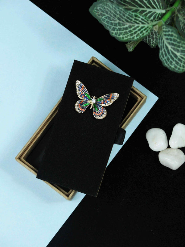 Multicolor Metal Butterfly Brooch - TOSSIDO