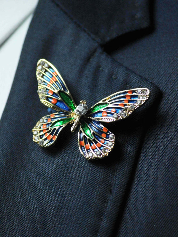 Multicolor Metal Butterfly Brooch - TOSSIDO