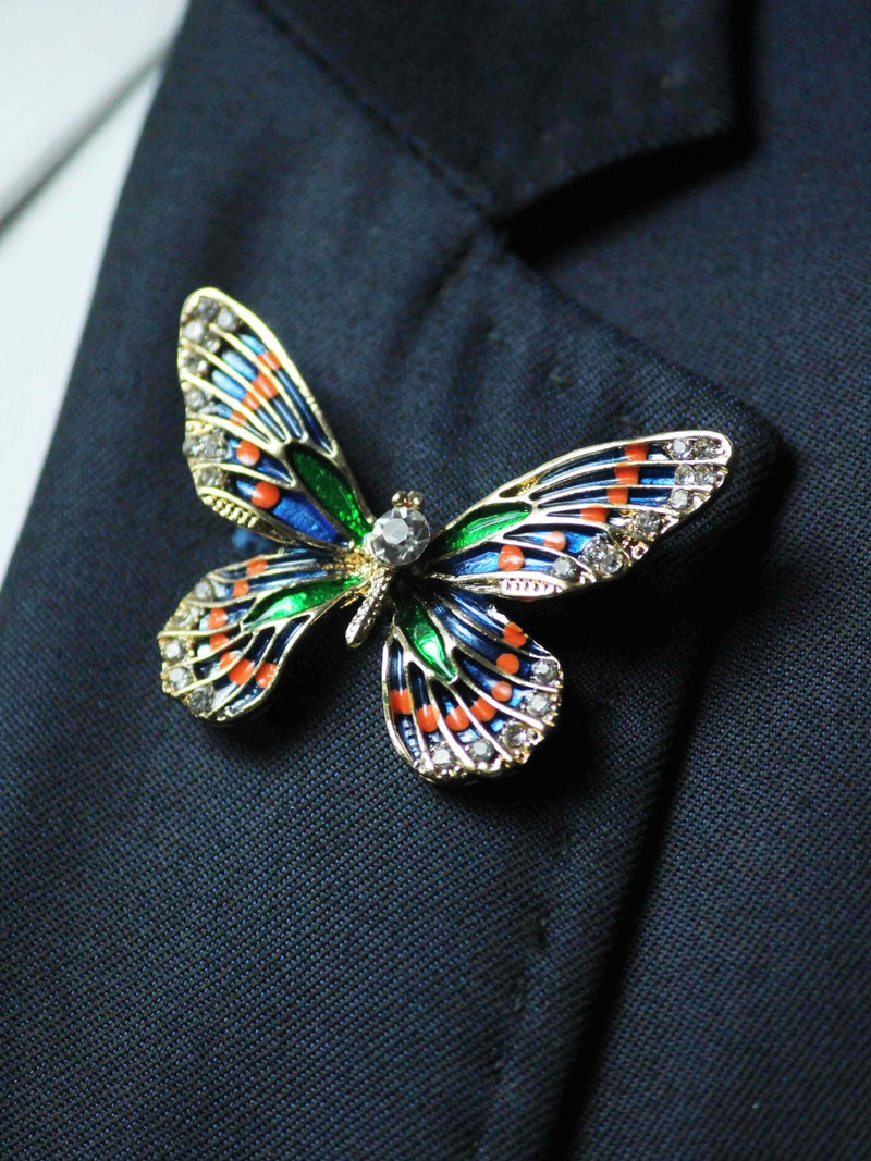 Multicolor Metal Butterfly Brooch - TOSSIDO