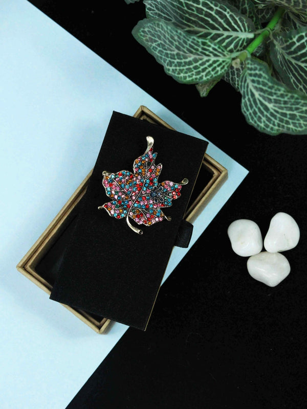 Multicolor Metal Leaf Brooch - TOSSIDO