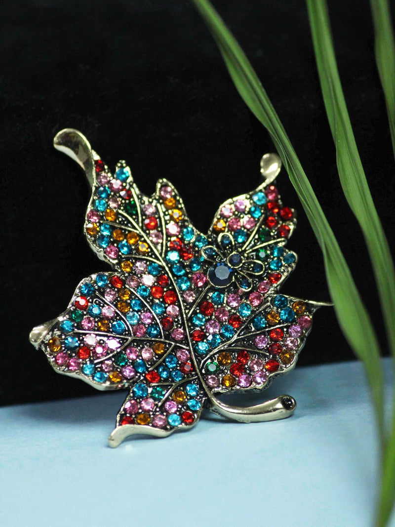 Multicolor Metal Leaf Brooch - TOSSIDO