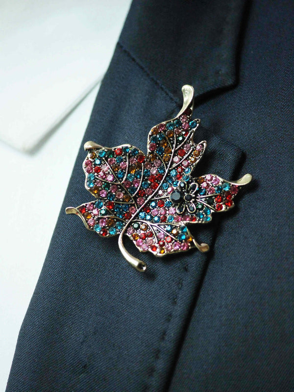 Multicolor Metal Leaf Brooch - TOSSIDO