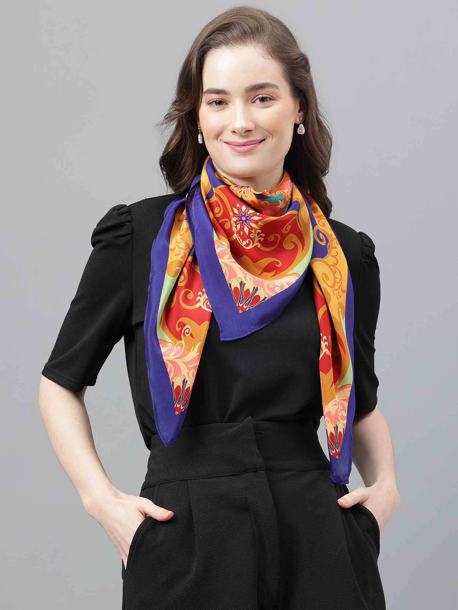 Multicolor Multipattern Scarf & Scarf Bag Set
