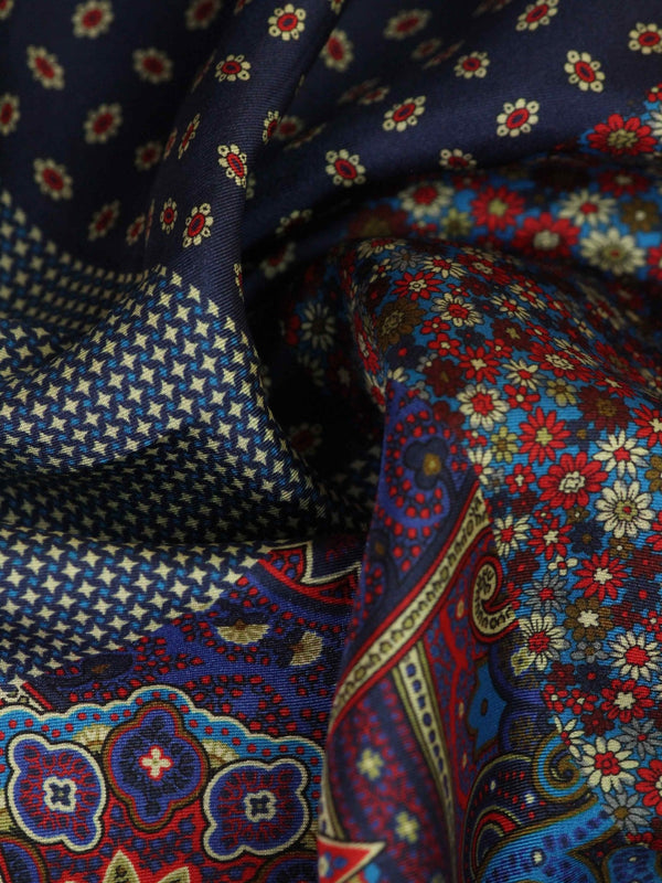 Multicolor Multipattern Silk Pocket Square - TOSSIDO