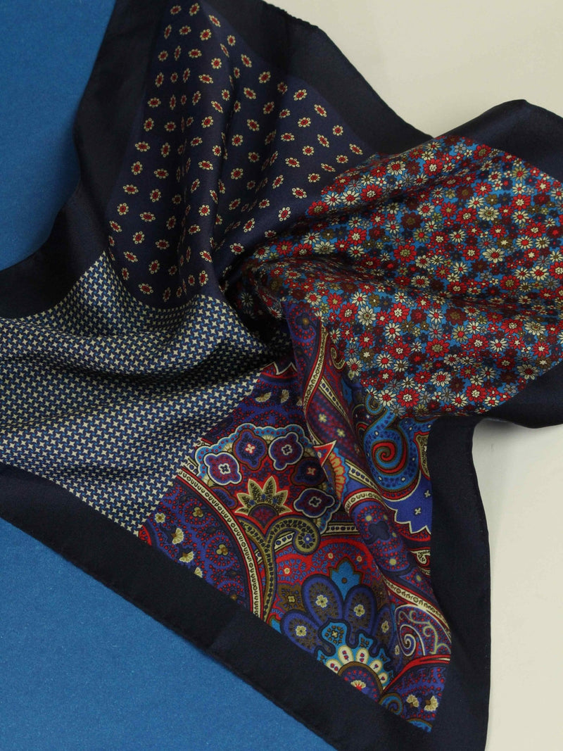 Multicolor Multipattern Silk Pocket Square - TOSSIDO