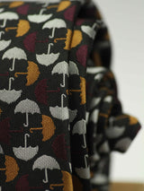 Multicolor novelty necktie in woven microfiber, tied view