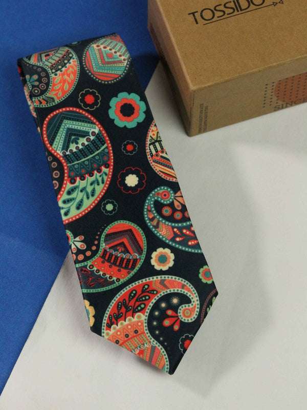 Multicolor Paisley Printed Necktie - TOSSIDO
