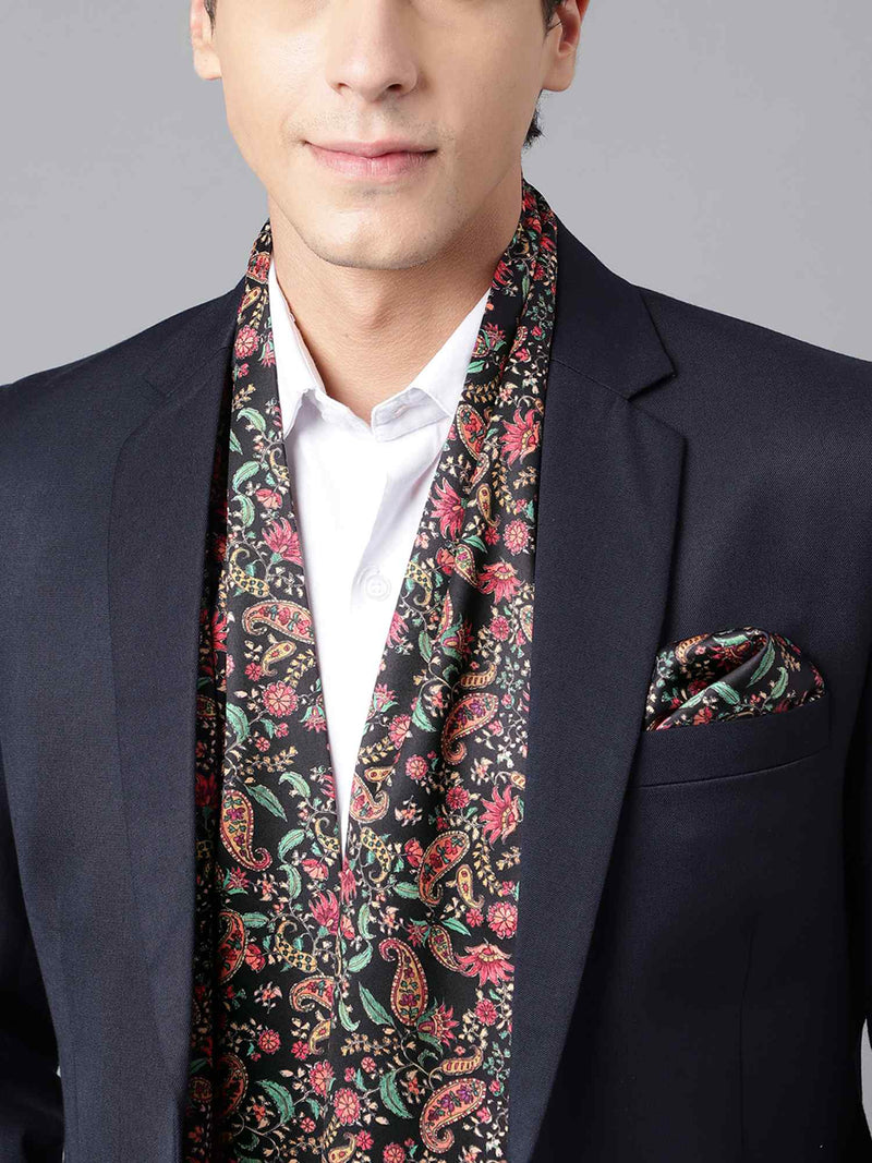 Multicolor Paisley Stole & Pocket Square Set - TOSSIDO