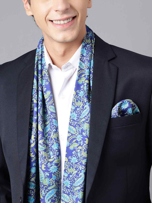 Multicolor Paisley Stole & Pocket Square Set - TOSSIDO