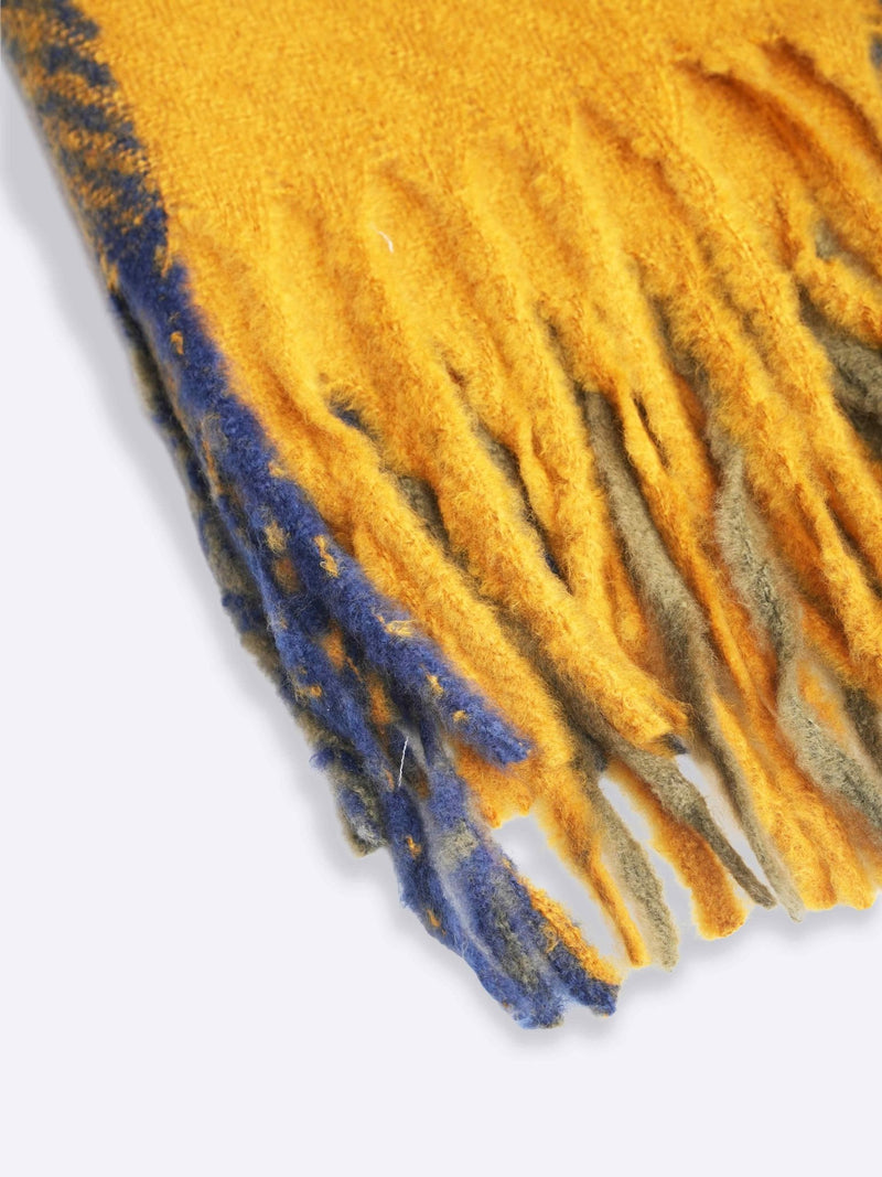 Mustard Checkered Poly - Wool Muffler - TOSSIDO